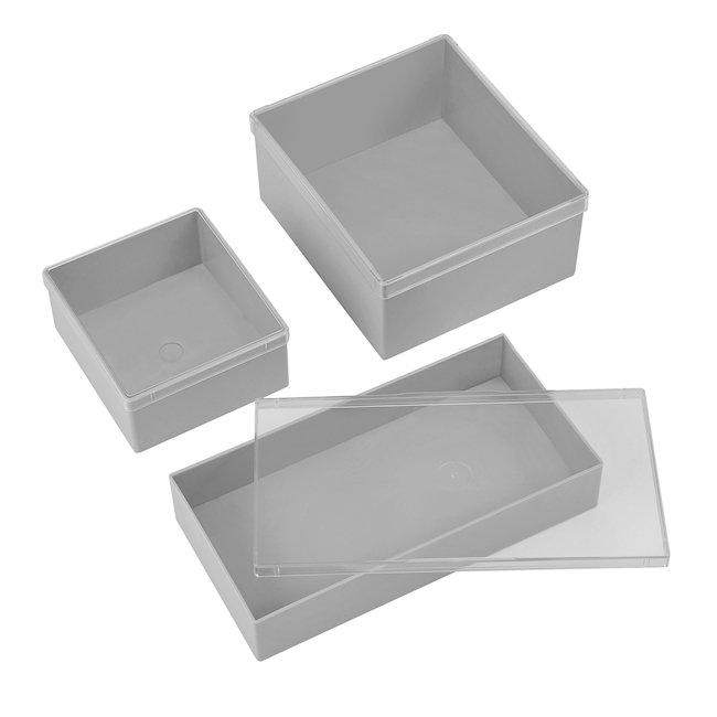 Rectangular box grey PS 207x107x41 mm
